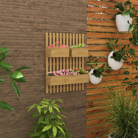 Rootz Wall Flower Boxes - Vertical Planter - Spruce Wood - Space-Saving Design - 60cm x 16cm x 80cm