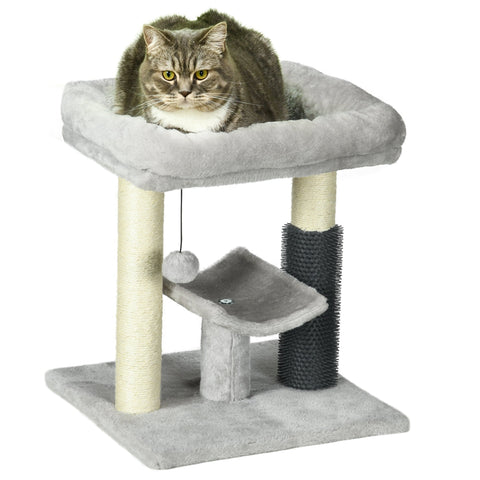 Rootz Cat Tree Scratching Post - Play Tower - Cat Activity Center - Sisal Trunk - 48cm High - Grey