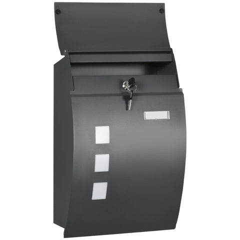 Rootz Locking Mailbox - Secure Postal Box - Durable Letterbox - Lock for Security - 30 cm Slot - 10T x 45H cm - Grey