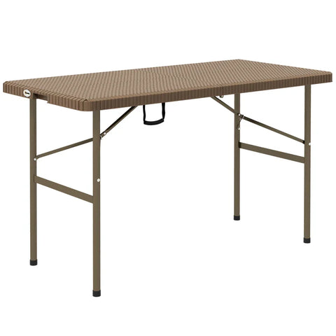 Rootz Garden Table - Outdoor Folding Table - Garden Folding Table - PE Rattan - Brown + Black - 122 x 60 x 73 cm