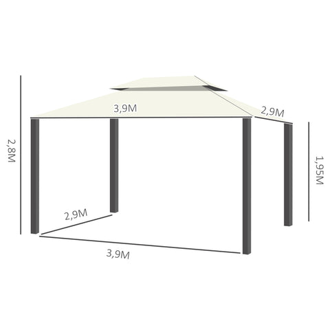Rootz Garden Pavilion - Gazebo - Outdoor Shelter - Insect Protection - 3.9m x 2.9m x 2.8m