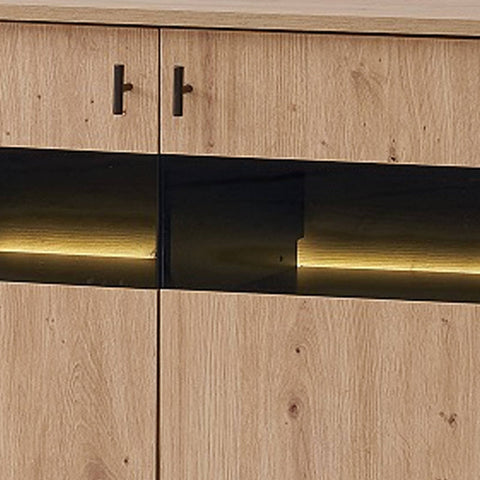 Rootz Sideboard - Buffet Cabinet - Modern Credenza - LED Lighting - 140cm x 78cm x 41cm - Stylish Design & Ample Storage
