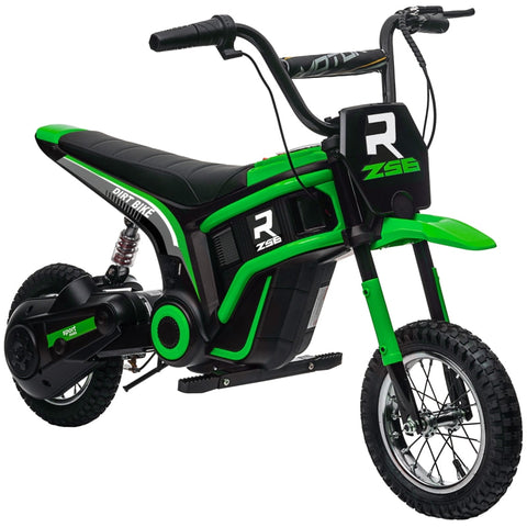 Rootz Kids Electric Motorcycle - Children's Ride-On Bike - 24V Motor - Integrated Music & Lights - Shock-Absorbing Wheels - Green - 119cm x 64cm x 76.5cm