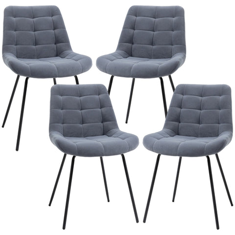 Rootz Set of 4 Velvet Dining Chairs - Modern Accent Chairs - Tufted Backrest - Exceptional Comfort - 50L x 61W x 79H cm
