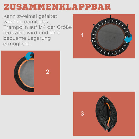 Rootz Fitness Trampoline - Foldable - Home Workout - Burns Calories - Ø102 x 99-123h cm