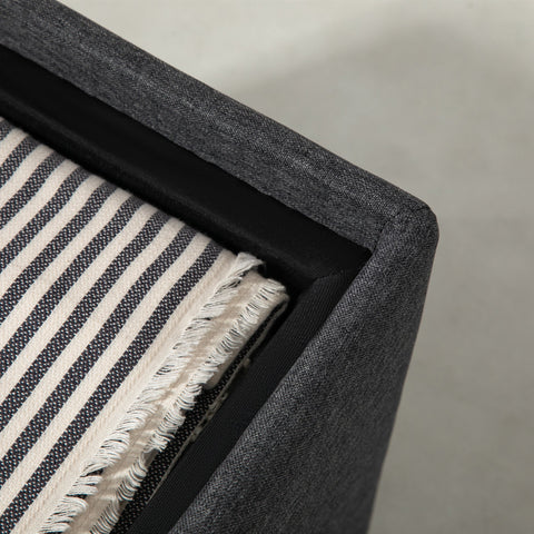 Rootz Sitting Stool with Storage - Foot Stool - Upholstered Stool - Elegant Design - 42cm x 42cm x 41cm, Grey Linen Look