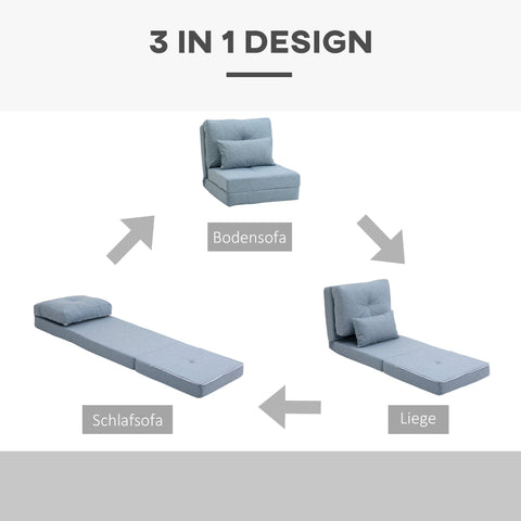 Rootz Folding Floor Chair Mattress - Sleep Mat - Convertible Sofa Bed - Space-Saving Comfort - 60cm x 80cm x 56cm Blue