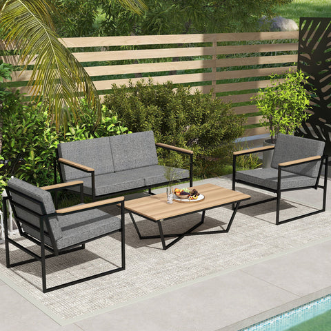 Rootz Garden Furniture Set - Patio Set - Outdoor Sofa Set - Weatherproof - 126cm x 72cm x 69.5cm (Loveseat), Grey and Brown