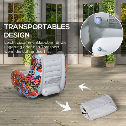 Rootz Inflatable Bean Bag Chair - Air Chair - Ergonomic Lounger - Ultimate Comfort - Puncture-Resistant - Supports Up to 80 kg - 94cm x 76cm x 75cm