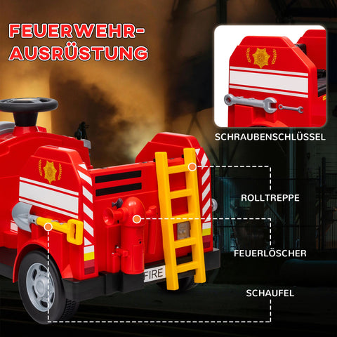 Rootz Electric Children's Fire Engine Car - Kids' Emergency Vehicle - Rescue Tools - Safe Driving - 86cm x 49cm x 52cm
