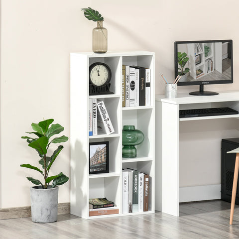 Rootz Storage Shelf Bookshelf - Display Shelf - 7 Cubes Organizer - Stable Chipboard - 50b x 24t x 106h cm, White
