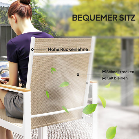 Rootz 5-Part Eating Set - Outdoor Table - Weather-Resistant Terrace Furniture - Hardened Glass Surface - 150cm x 87cm x 72cm