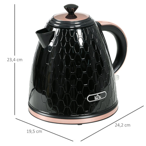 Rootz Kettle Black-Pink - Electric Kettle - Quick Cooker - Energy Efficient - 2200W - 24.2L x 19.4H cm With Base