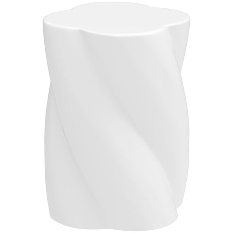 Rootz Ceramic Stool - Garden Stool - Weatherproof Seat - Resilient & Versatile - Ø33 x 45 cm - 120kg Capacity - White Spiral Design