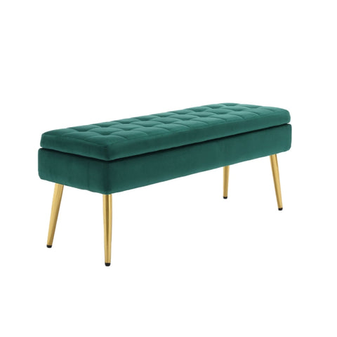 Rootz Modern Storage Bench - Velvet Ottoman - Upholstered Seat - Elegant & Comfortable - 111cm x 35cm x 44.5cm