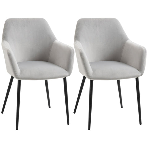 Rootz Set of 2 Velvet Dining Chairs - Kitchen Chairs - Upholstered Chairs - Comfortable Seating - 54cm x 57cm x 80cm