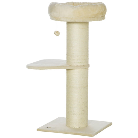 Rootz Cat Tree Scratching Post - Activity Center - Pet Furniture - Sisal & Plush - 48.5x48.5x105cm