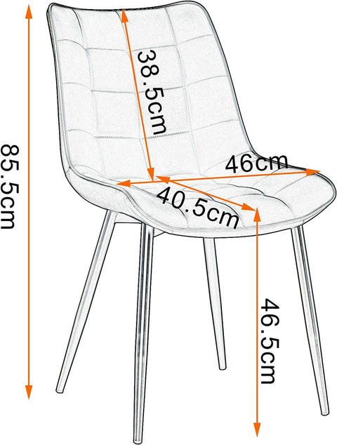 Rootz Dining Chair Set - Kitchen Chair - Ergonomic Chairs - Comfortable Faux Leather - Durable Metal Frame - Supports up to 120kg - 46cm x 40.5cm x 85.5cm