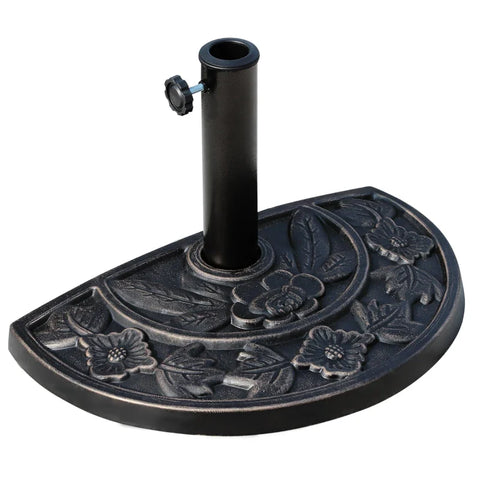 Rootz Parasol Stand - Umbrella Stand - Sunshade Marble Stand - Half Round Resin + Stainless Steel - Bronze - 50 x 31 x 32 cm