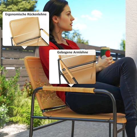 Rootz 3-Piece Rattan Bistro Set - Garden Seating - Outdoor Furniture - All-Weather Rust Resistant - 54cm x 66cm x 76cm - Yellow