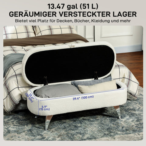 Rootz Storage Bench - Upholstered Seating - Ottoman Bench - Handy Storage - 114cm x 47cm x 46.5cm