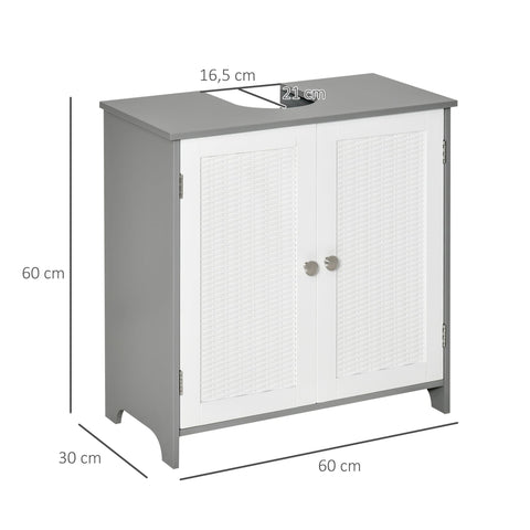 Rootz Vanity Unit Bathroom Cabinet - Base Cabinet - Under Sink Storage - Modern Design - 60 x 30 x 60 cm Grey and  White