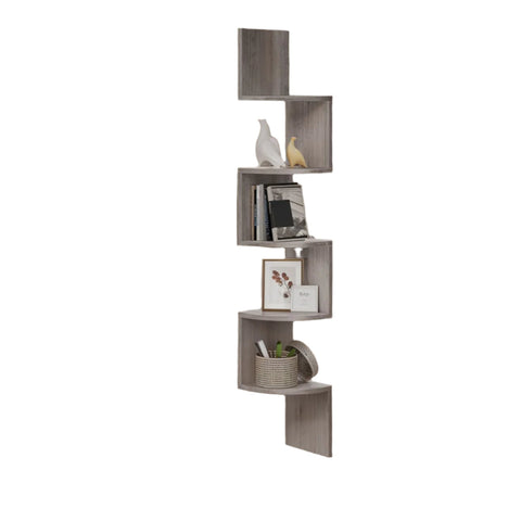 Rootz 5 Level Corner Shelf - Wall Shelf - Floating Shelf - Ample Storage - 20 x 20 x 127.5 cm