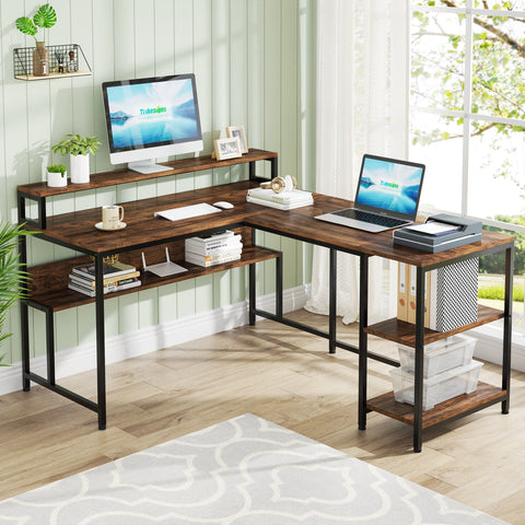 Rootz L-Shaped Desk - Space-Saving - Reversible Design - Ample Storage - 150 cm L x 120 cm W x 75 cm H