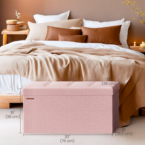 Rootz Seating with Storage Space - Seat Chest - Bedding Chest - 89L Storage - 38 x 76 x 38 cm -  Pink