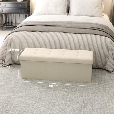 Rootz Seat Chest Storage Bench - Upholstered Storage Ottoman - Linen Bench - Holds 300kg - 38 x 110 x 38 cm