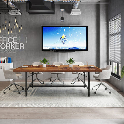 Rootz Rustic Conference Table - Meeting Table - Industrial Table - Scratch-Resistant Surface -180.00 cm x 90.00 cm x 76.00 cm. - Seats 6-8 Comfortably