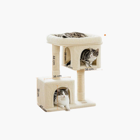 Rootz Cat Tree for Large Cats - Scratching Post - Luxury Cat Tower - Sisal Rope - 60cm x 40cm x 84cm