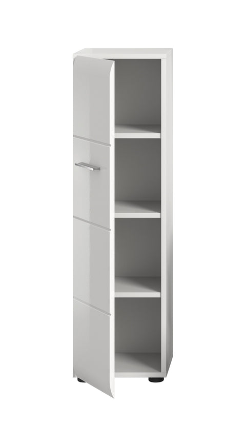 Rootz White High Gloss Storage Unit - Cabinet - Shelving - Space-Saving - 30x106x30cm - Easy Assembly