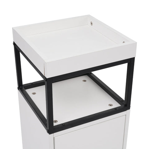 Rootz Bathroom Cabinet - Storage Unit - Bathroom Shelf - Soft Close - 30L x 30W x 120H cm - White and Black Finish - Wall Mounted