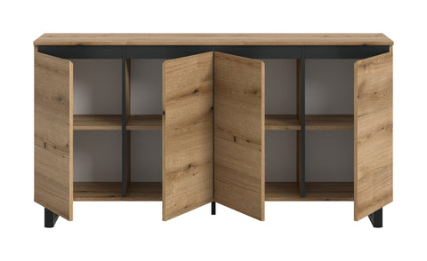 Rootz Sideboard - Storage Cabinet - Buffet Unit - Ample Storage - 160x84x36cm Brown and Black