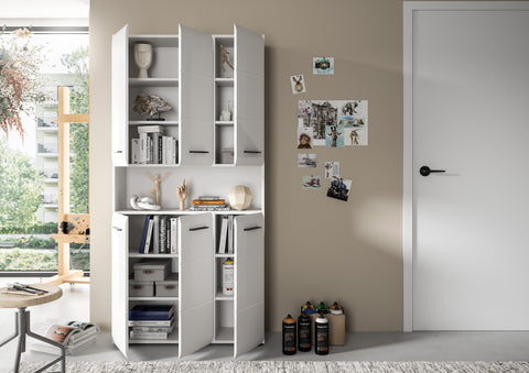 Rootz Bathroom Cabinet - Storage Cabinet - White Gloss Cabinet - Maximizes Storage - 90 x 185 x 30 cm