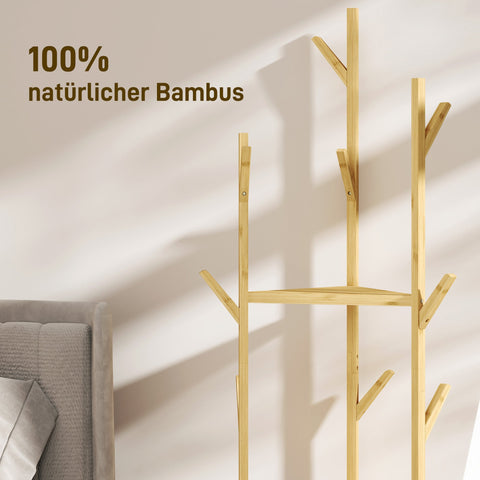 Rootz Bamboo Clothes Rack - Wardrobe Stand - Coat Hanger - Space-Saving Design - 45cm x 45cm x 170cm