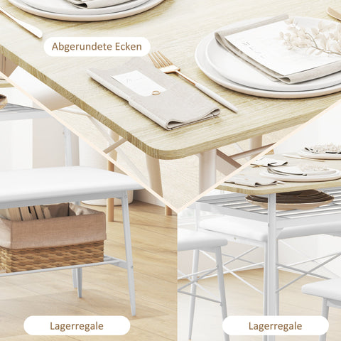 Rootz 4 Piece Dining Table Set - Kitchen Table - Dining Room Set - Padded Comfort - 110W x 70D x 75H cm Table, 40W x 50D x 80H cm Chairs