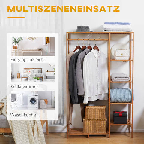 Rootz Bamboo Clothes Rack - Garment Stand - Wardrobe Organizer - Space-Saving - 90cm x 30cm x 145cm