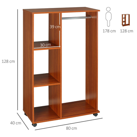 Rootz Mobile Wardrobe - Rolling Closet - Portable Wardrobe - Ample Storage - Easy Mobility - Durable Design - 80cm x 40cm x 128cm
