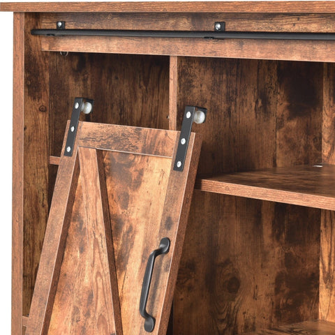 Rootz Industrial-Design TV Stand - Rustic Barn Door - Durable Media Console - Cable Management - 120L x 40W x 60.5H cm