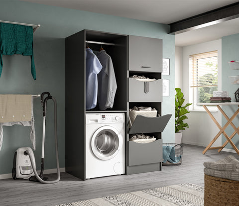 Rootz Linen Cupboard - Storage Cabinet - Grey Closet - Ample Storage - 50x195x62 cm