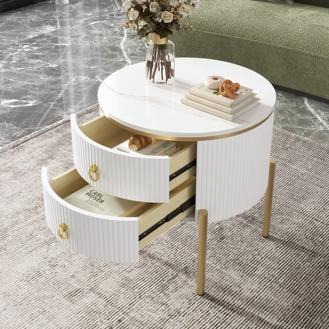 Rootz Elegant Side Table - Coffee Table - Accent Table - Luxury Marble Surface - 50L x 50W x 51H cm