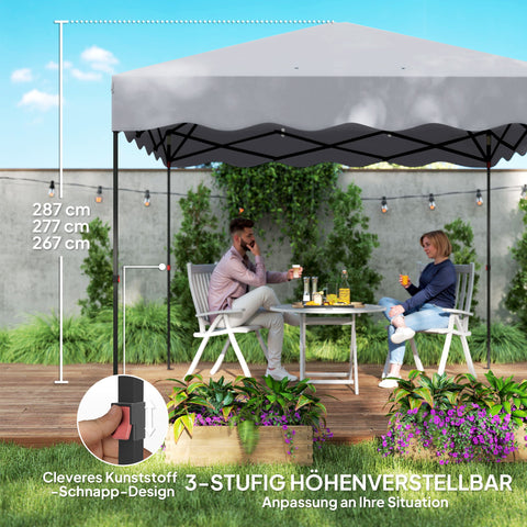 Rootz 3 x 3m Pop-Up Pavilion - Garden Tent - Adjustable Gazebo - UV Protection - 297x297x287cm