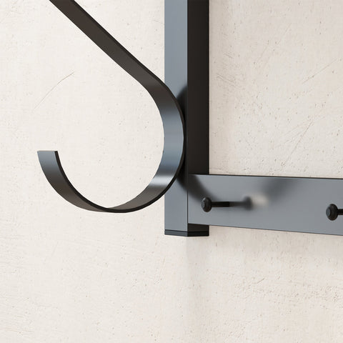 Rootz Wall-Mounted Clothes Rack - Coat Hooks - Versatile Organizer - Industrial Design - 70cm x 25cm x 35.4cm - Grey