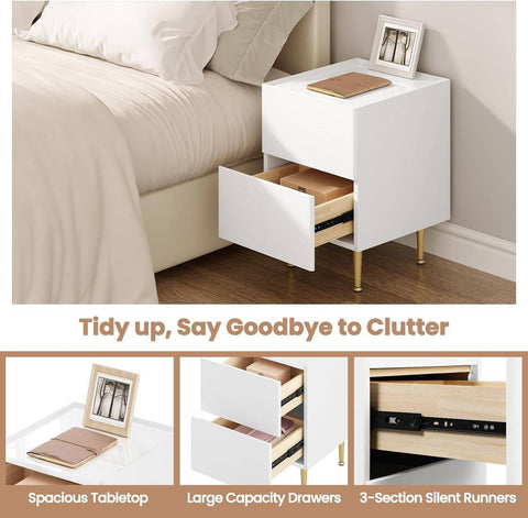 Rootz Modern Bedside Table - Nightstand - Side Table - Ample Storage - Durable Design - Protective Features - 35cm x 51cm x 40cm