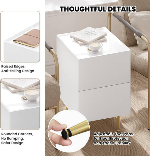 Rootz Modern Bedside Table - Nightstand - Side Table - Ample Storage - Durable Design - Protective Features - 35cm x 51cm x 40cm
