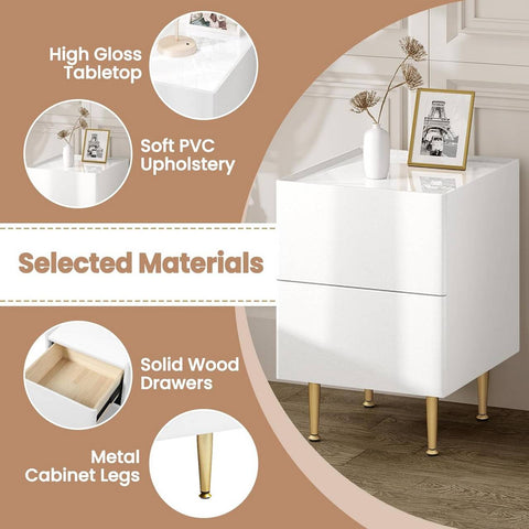 Rootz Modern Bedside Table - Nightstand - Side Table - Ample Storage - Durable Design - Protective Features - 35cm x 51cm x 40cm