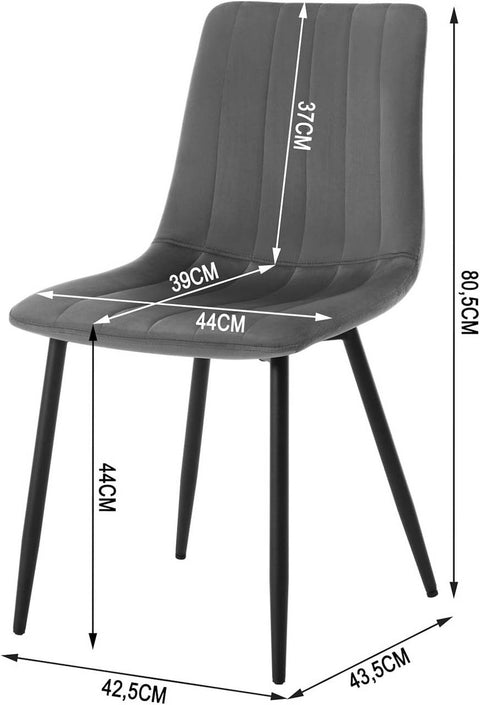 Rootz Velvet Dining Chairs - Elegant Seating - Comfortable Chairs - High-Density Foam - Ergonomic Design - Adjustable Foot Glides - 44cm x 80.5cm x 50.5cm