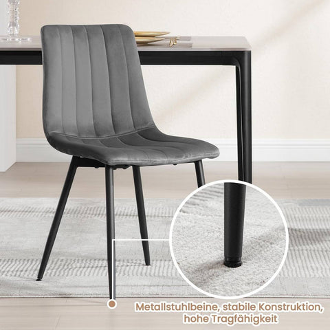 Rootz Velvet Dining Chairs - Elegant Seating - Comfortable Chairs - High-Density Foam - Ergonomic Design - Adjustable Foot Glides - 44cm x 80.5cm x 50.5cm